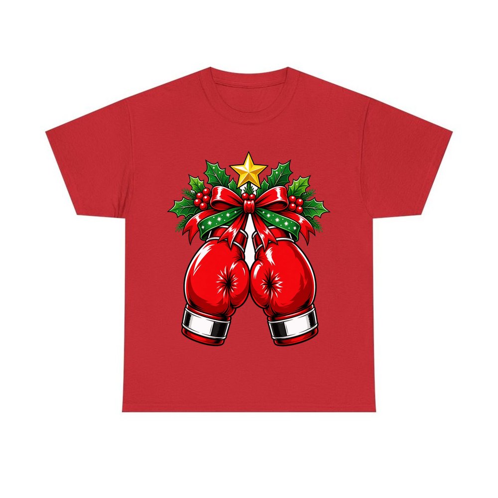 Christmas Boxing Gloves personalised Christmas T-shirt in red