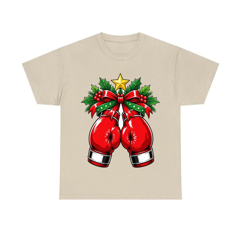 Christmas Boxing Gloves personalised Christmas T-shirt in sand