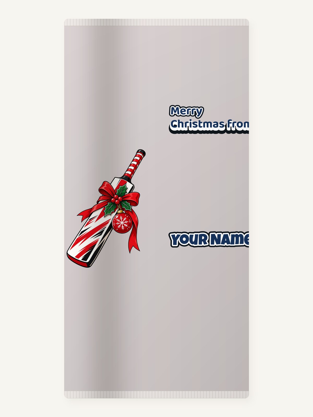 Christmas Cricket Bat Personalised Beach Towel
