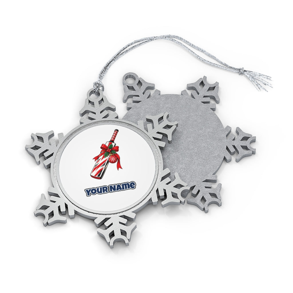 Christmas Cricket Bat Personalised Pewter Christmas Ornament