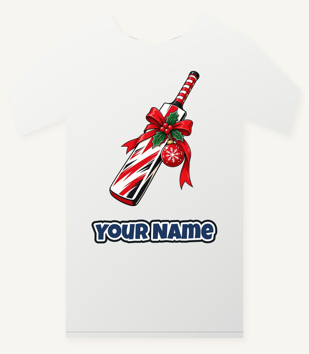 Christmas Cricket Bat Personalised Christmas T-Shirt and Hoodie