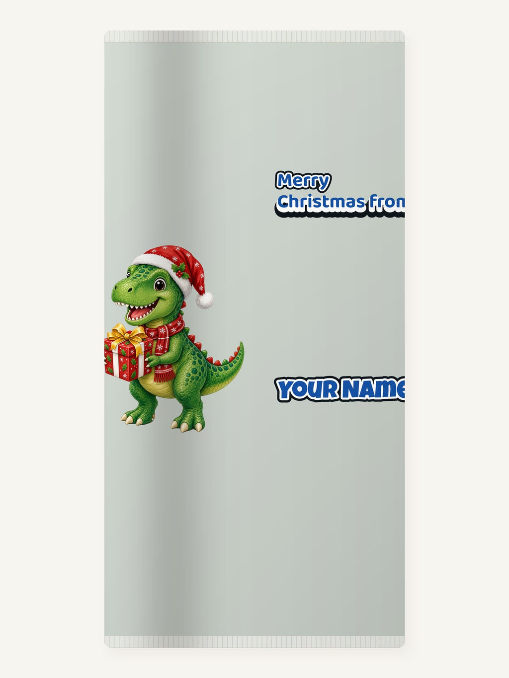Christmas Dinosaur With Present Personalised Beach Towel