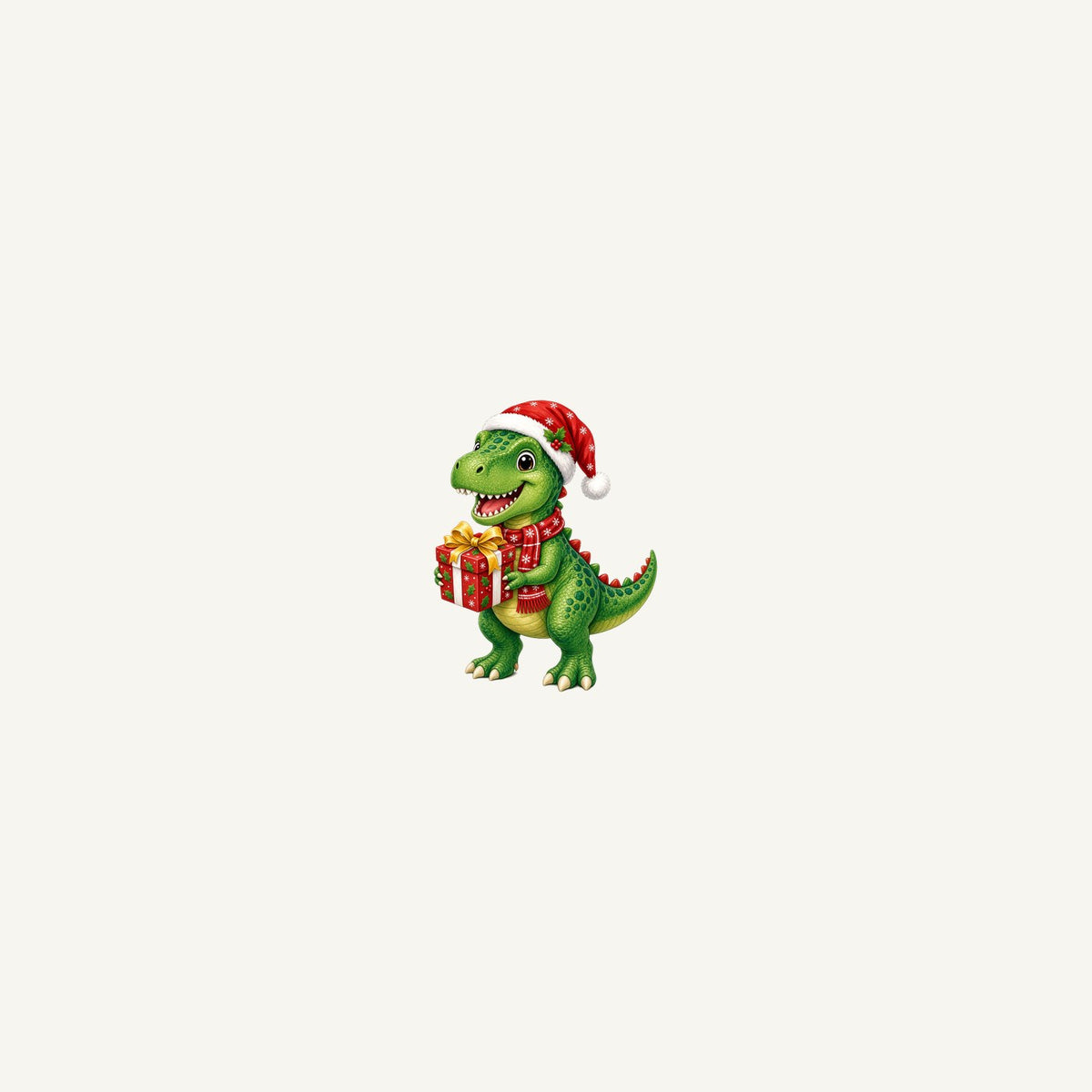 Christmas Dinosaur With Present Personalised Beach Towel