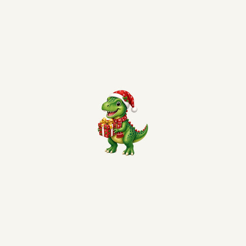 Christmas Dinosaur With Present Personalised Beach Towel