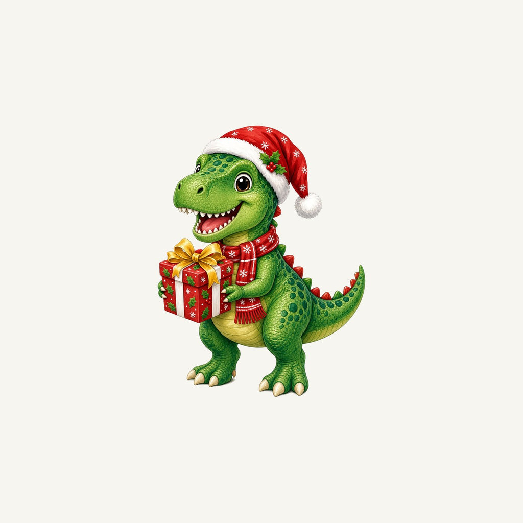 Christmas Dinosaur With Present Personalised Christmas Mug
