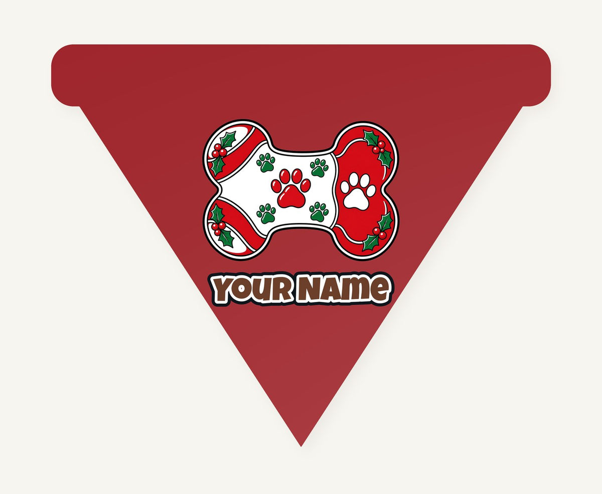 Christmas Dog Bone Paw Prints Personalised Christmas Dog Bandana