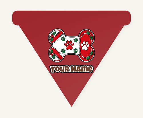 Christmas Dog Bone Paw Prints Personalised Christmas Dog Bandana