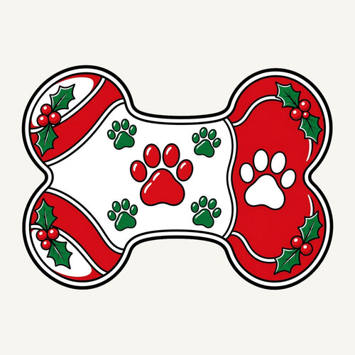 Christmas Dog Bone Paw Prints Personalised Christmas Dog Bandana
