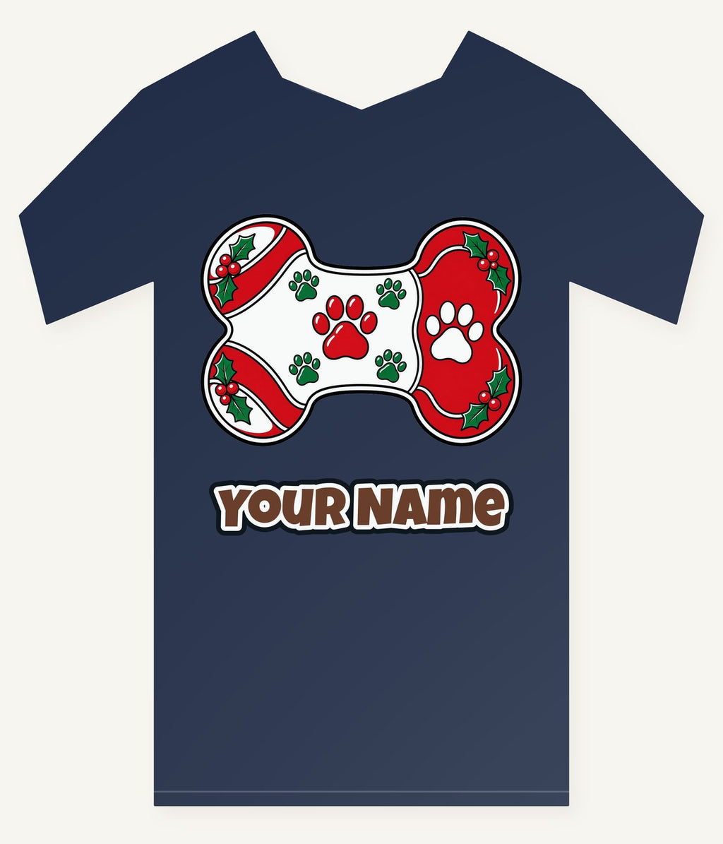 Christmas Dog Bone Paw Prints Personalised Kids Tee and Baby Bodysuit