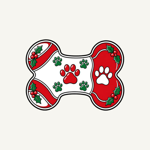 Christmas Dog Bone Paw Prints Personalised Kids Tee and Baby Bodysuit