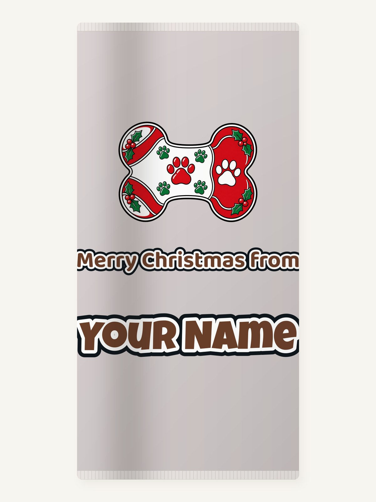 Christmas Dog Bone Paw Prints Personalised Beach Towel