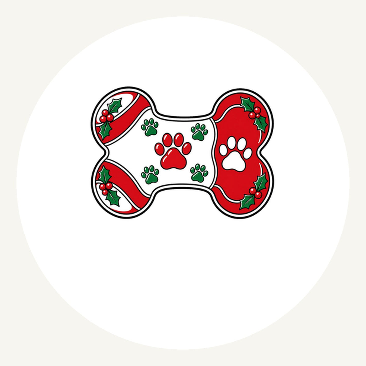 Christmas Dog Bone Paw Prints Personalised Pewter Christmas Ornament