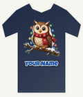 Christmas Fairy Light Owl Personalised Kids and Baby Christmas Tee