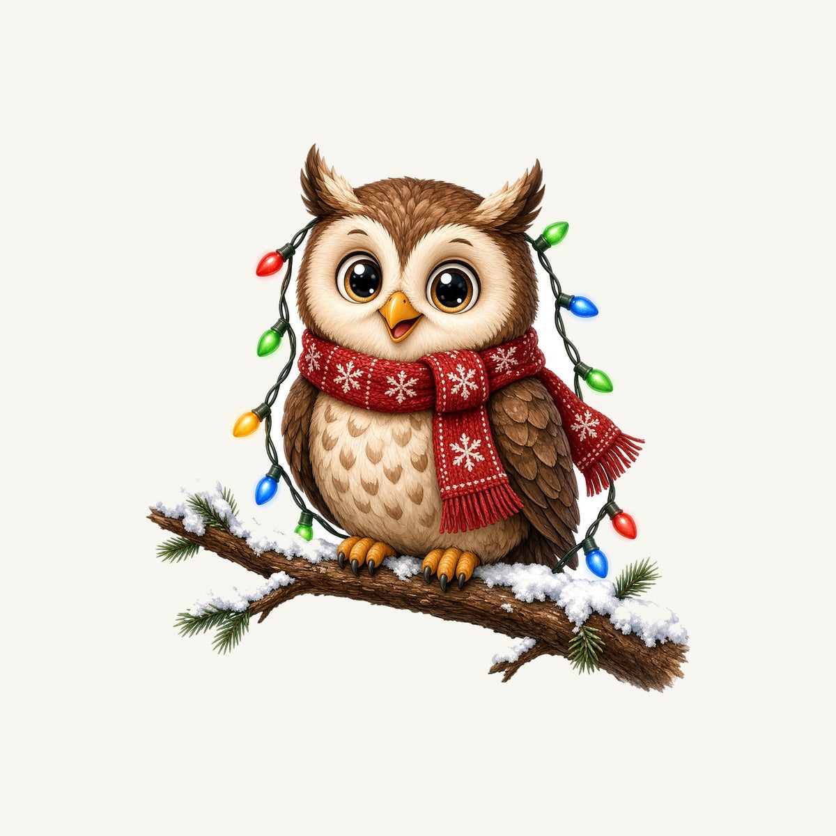 Christmas Fairy Light Owl Personalised Kids and Baby Christmas Tee