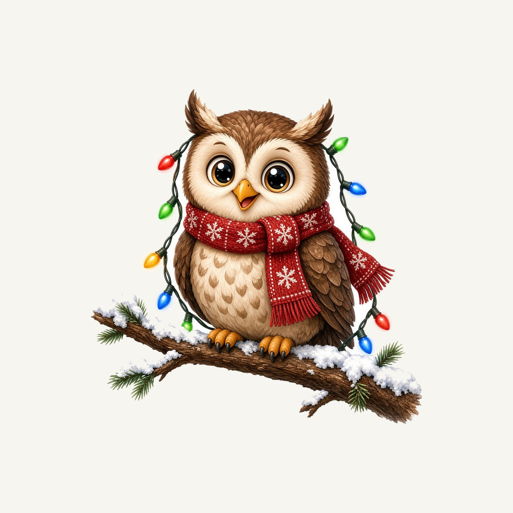 Christmas Fairy Light Owl Personalised Christmas T-Shirt and Hoodie
