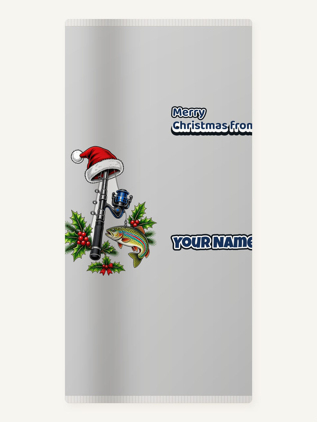 Christmas Fishing Rod And Trout Personalised Beach Towel