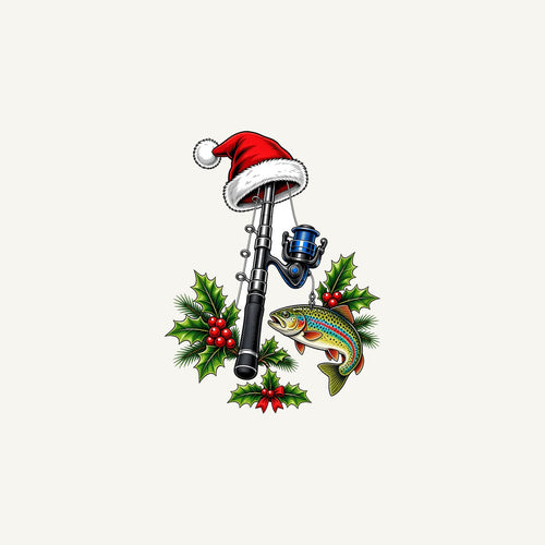 Christmas Fishing Rod And Trout Personalised Christmas Mug