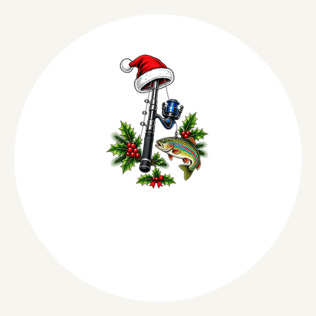 Christmas Fishing Rod And Trout Personalised Pewter Christmas Ornament