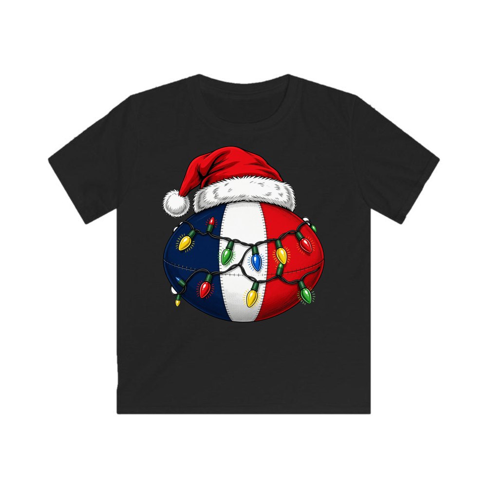Christmas Footy Ball personalised kids Christmas tee in black