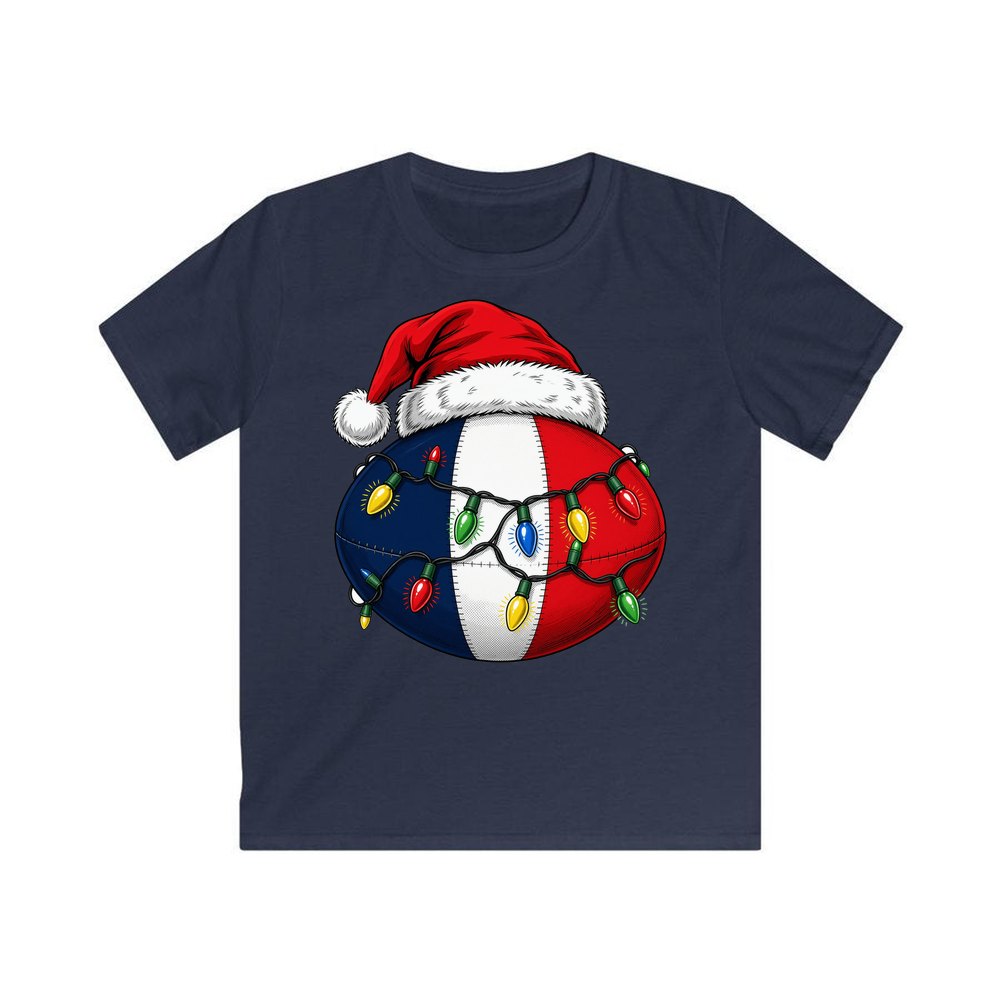 Christmas Footy Ball personalised kids Christmas tee in navy