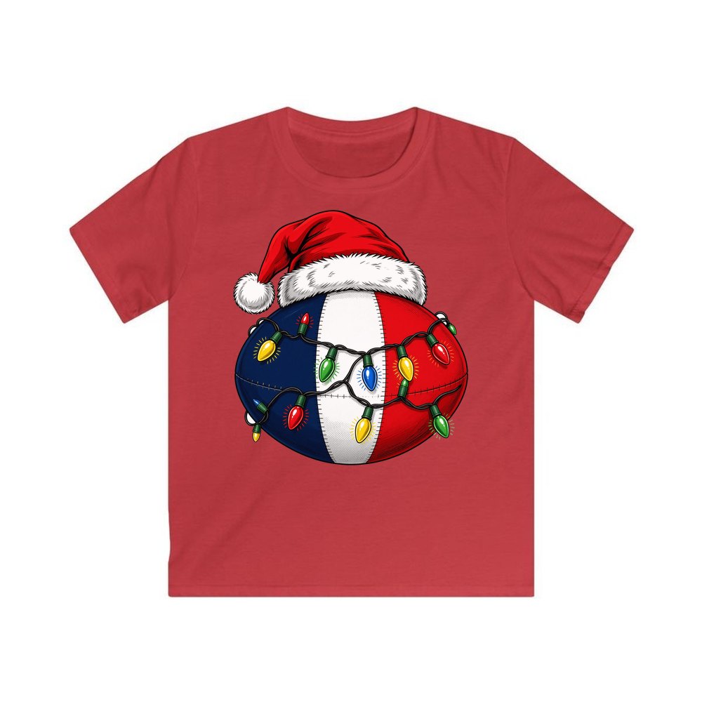 Christmas Footy Ball personalised kids Christmas tee in red