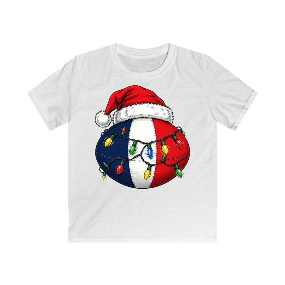 Christmas Footy Ball personalised kids Christmas tee in white