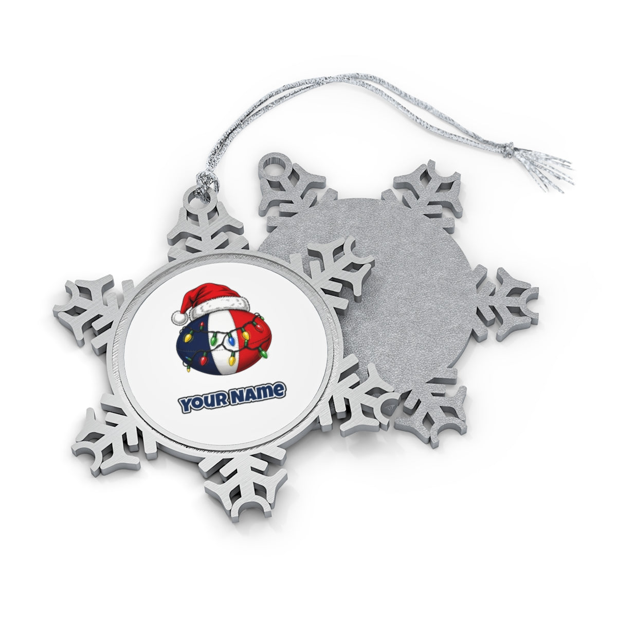 Christmas Footy Ball Personalised Pewter Christmas Ornament