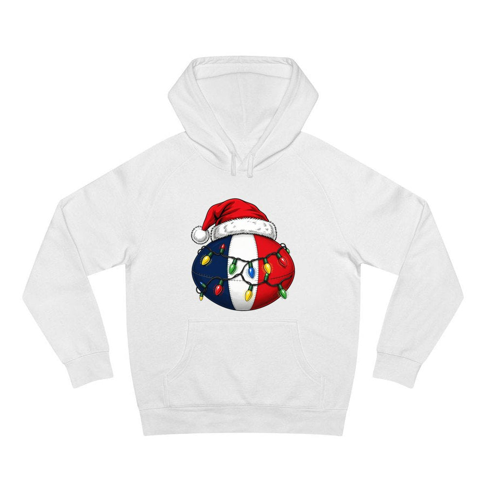 Christmas Footy Ball personalised Christmas hoodie in white