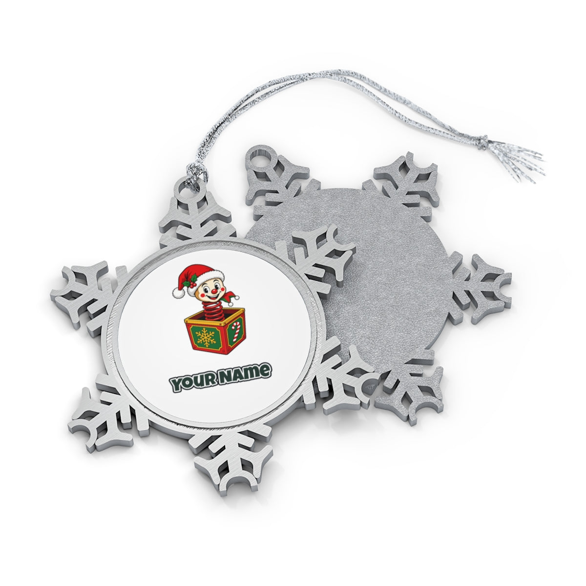 Christmas Jack In The Box Personalised Pewter Christmas Ornament