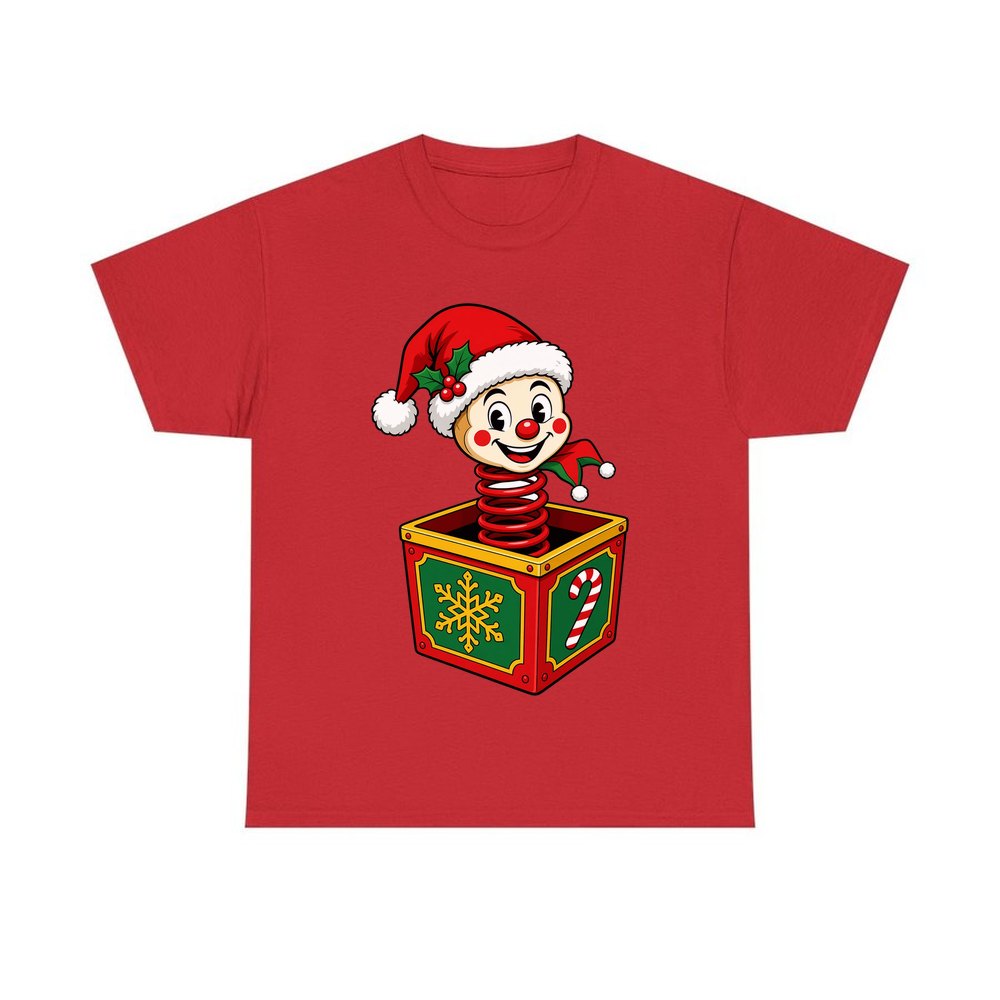 Christmas Jack In The Box personalised Christmas T-shirt in red
