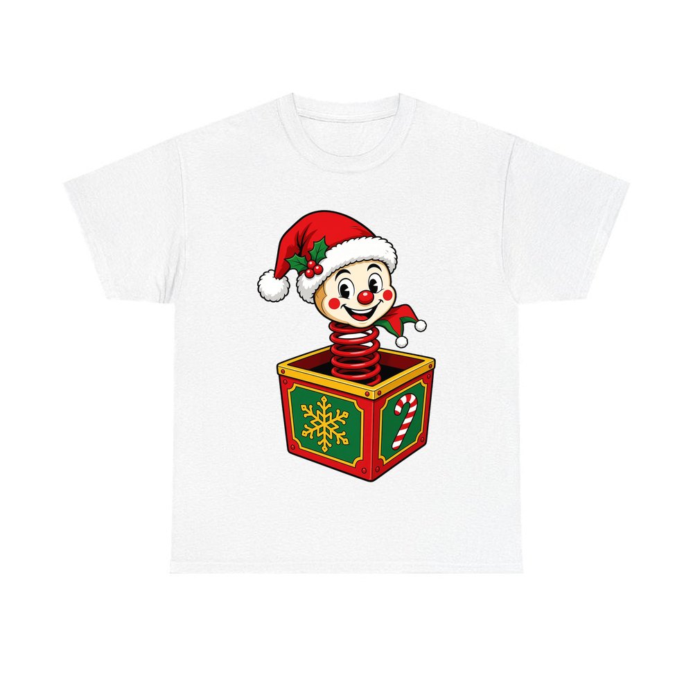 Christmas Jack In The Box personalised Christmas T-shirt in white