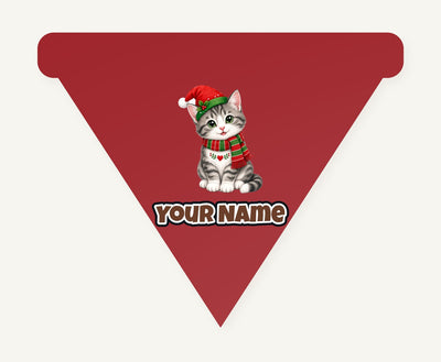 Christmas Kitten In Scarf Personalised Christmas Dog Bandana