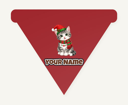 Christmas Kitten In Scarf Personalised Christmas Dog Bandana