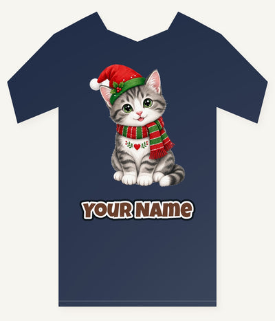 Christmas Kitten In Scarf Personalised Kids Tee and Baby Bodysuit