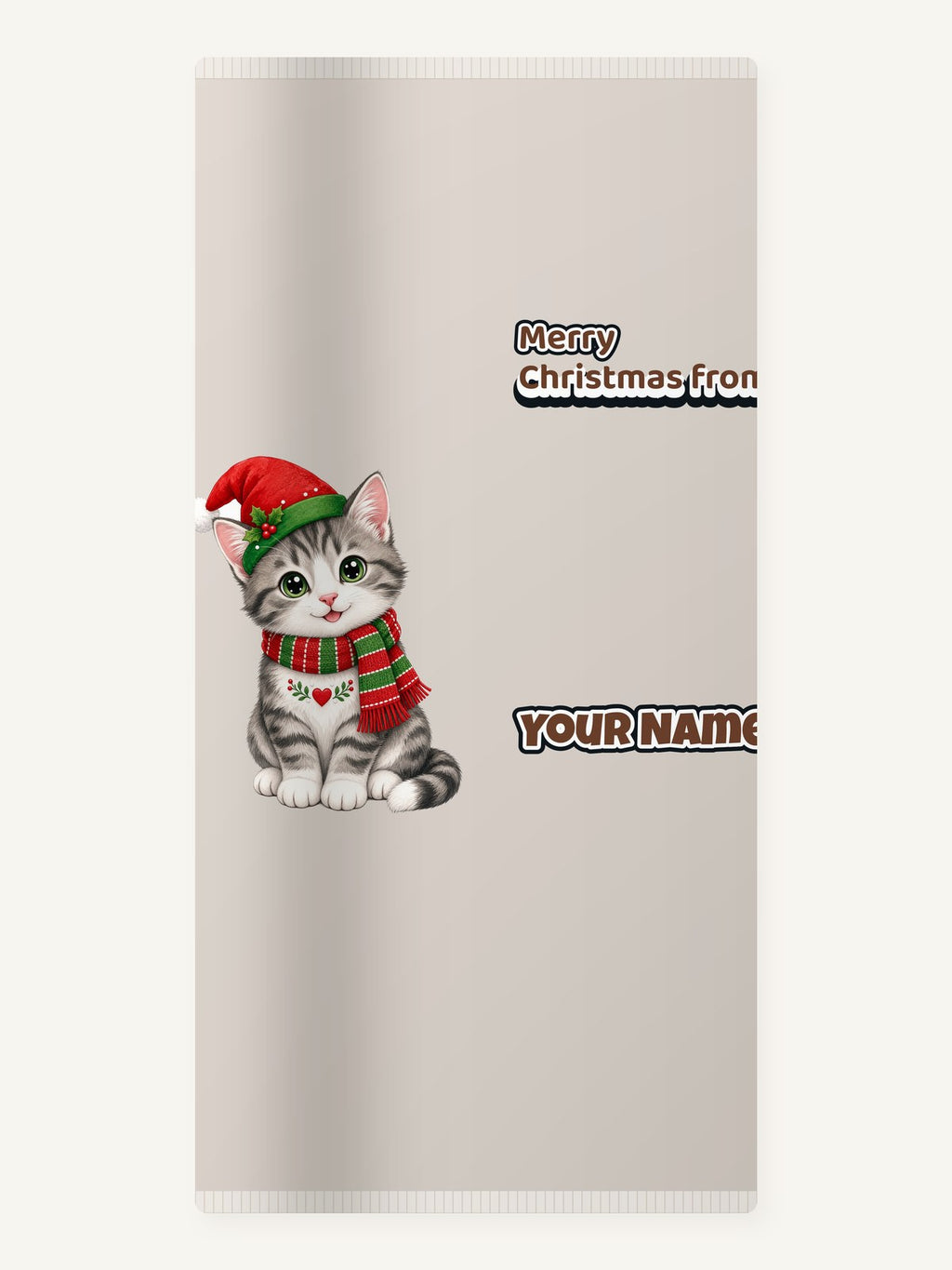 Christmas Kitten In Scarf Personalised Beach Towel