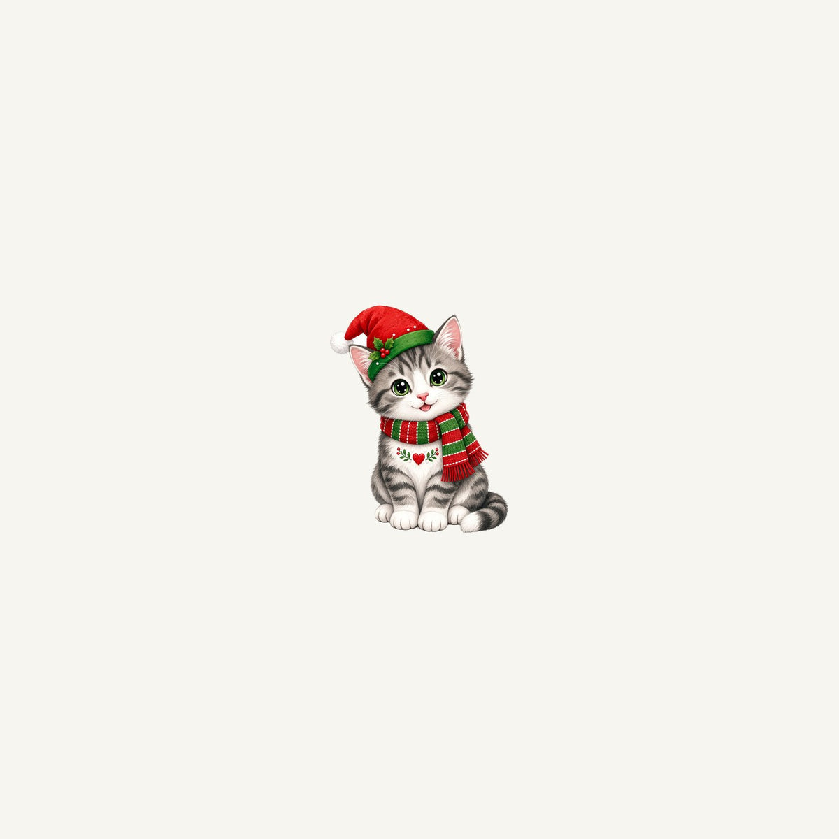 Christmas Kitten In Scarf Personalised Beach Towel