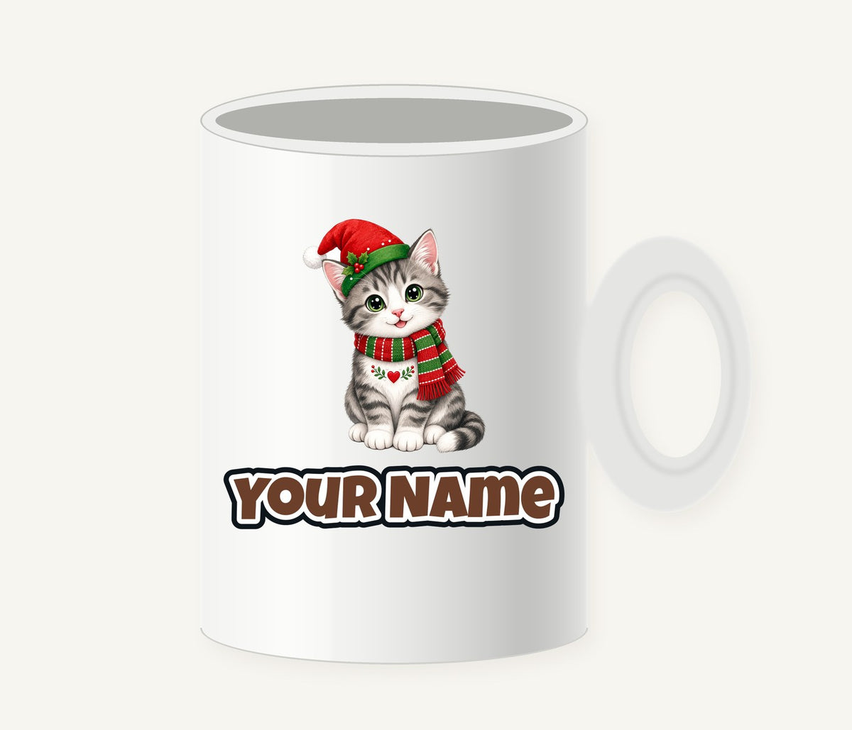 Christmas Kitten In Scarf Personalised Christmas Mug