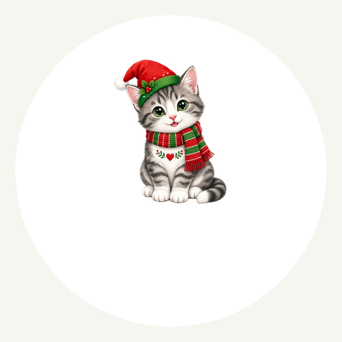 Christmas Kitten In Scarf Personalised Pewter Christmas Ornament