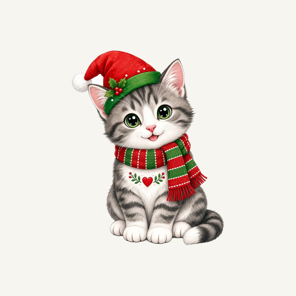Christmas Kitten In Scarf Personalised Santa Sack