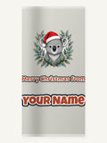 Christmas Koala With Gum Leaves Personalised Beach Towel