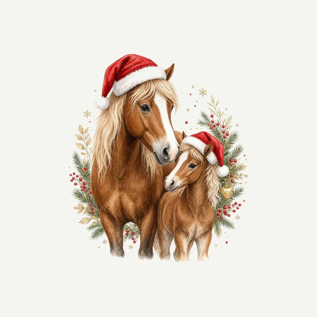 Christmas Mare And Foal Personalised Christmas Dog Bandana