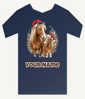 Christmas Mare And Foal Personalised Kids and Baby Christmas Tee