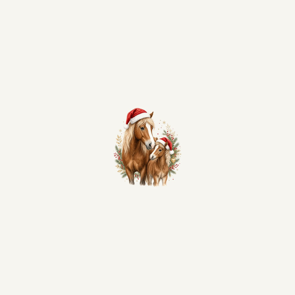 Christmas Mare And Foal Personalised Beach Towel