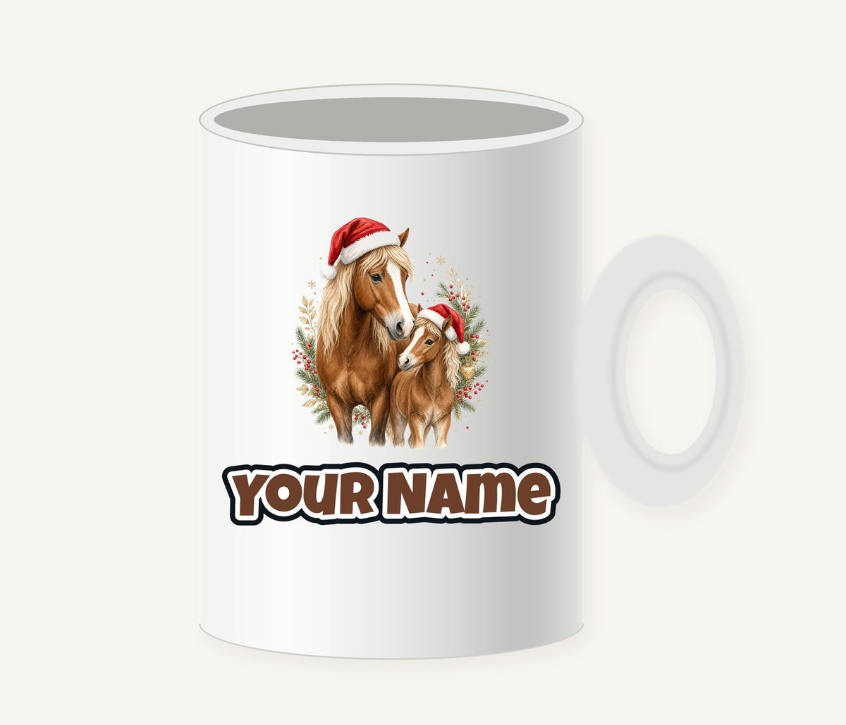 Christmas Mare And Foal Personalised Christmas Mug