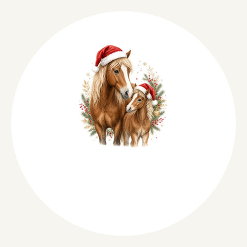 Christmas Mare And Foal Personalised Pewter Christmas Ornament