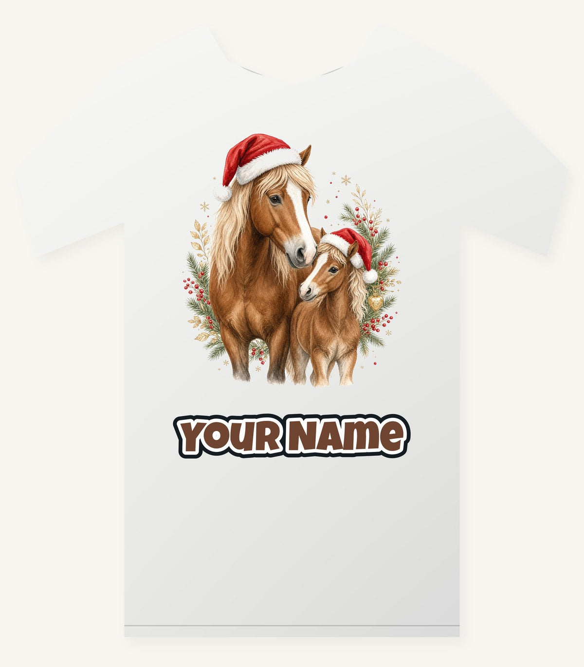 Christmas Mare And Foal Personalised Christmas T-Shirt and Hoodie