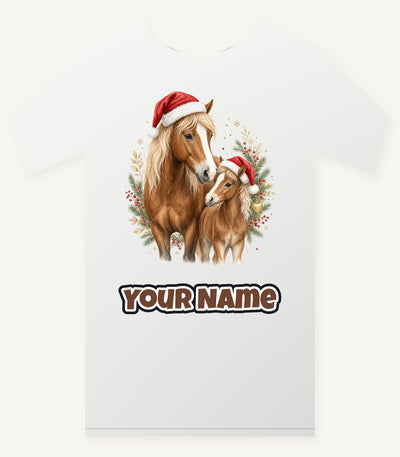 Christmas Mare And Foal Personalised Christmas T-Shirt and Hoodie