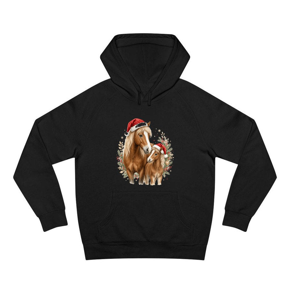 Christmas Mare And Foal personalised Christmas hoodie in black