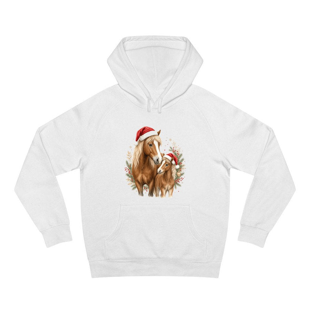 Christmas Mare And Foal personalised Christmas hoodie in white
