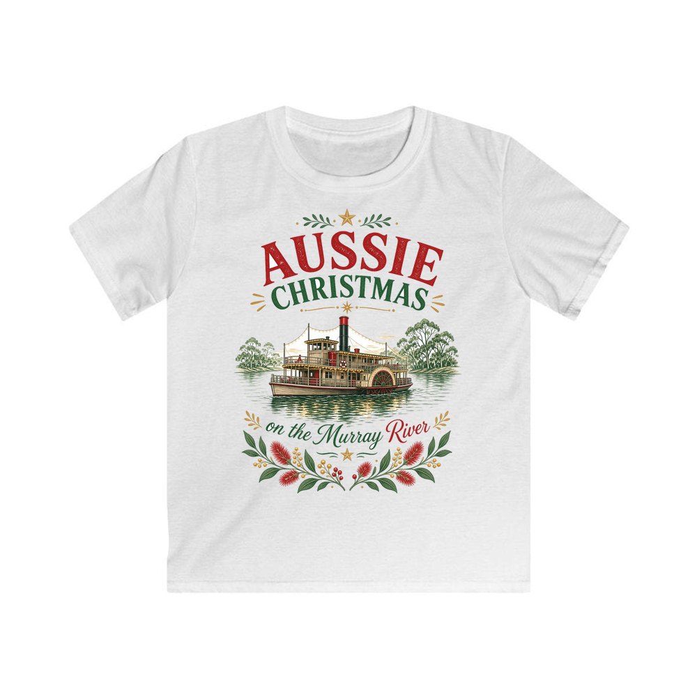 Christmas On The Murray personalised kids Christmas tee in white